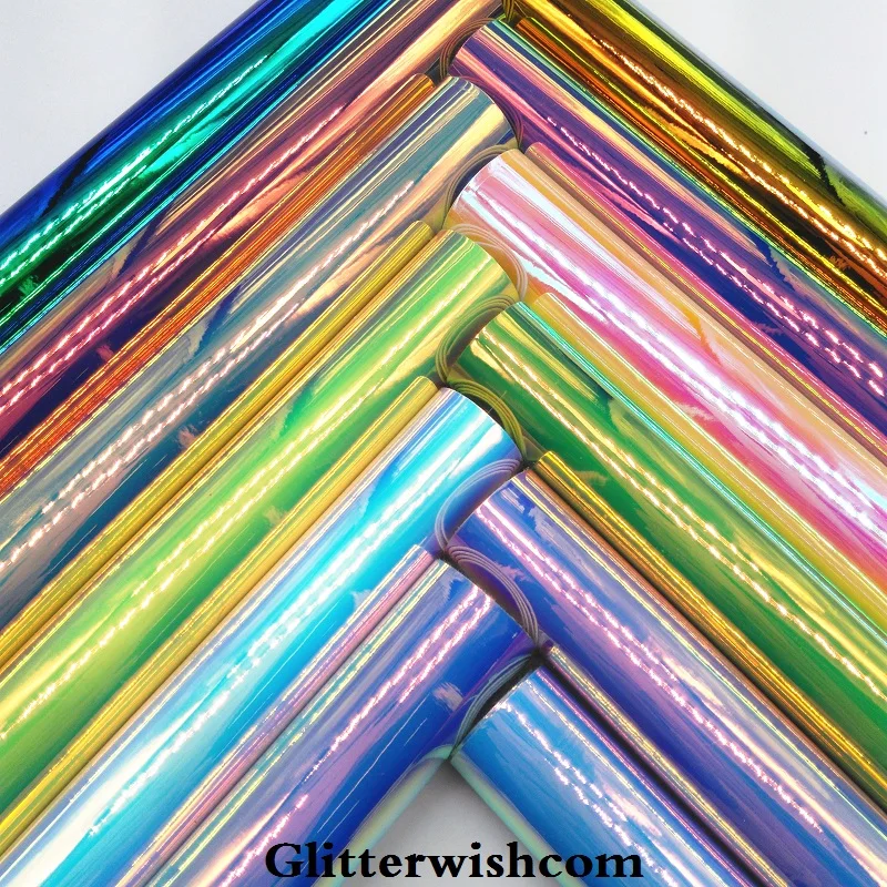 Винил Glitterwishcome размера A4 21 х29 см для бантов радужная лакированная кожа ткань из