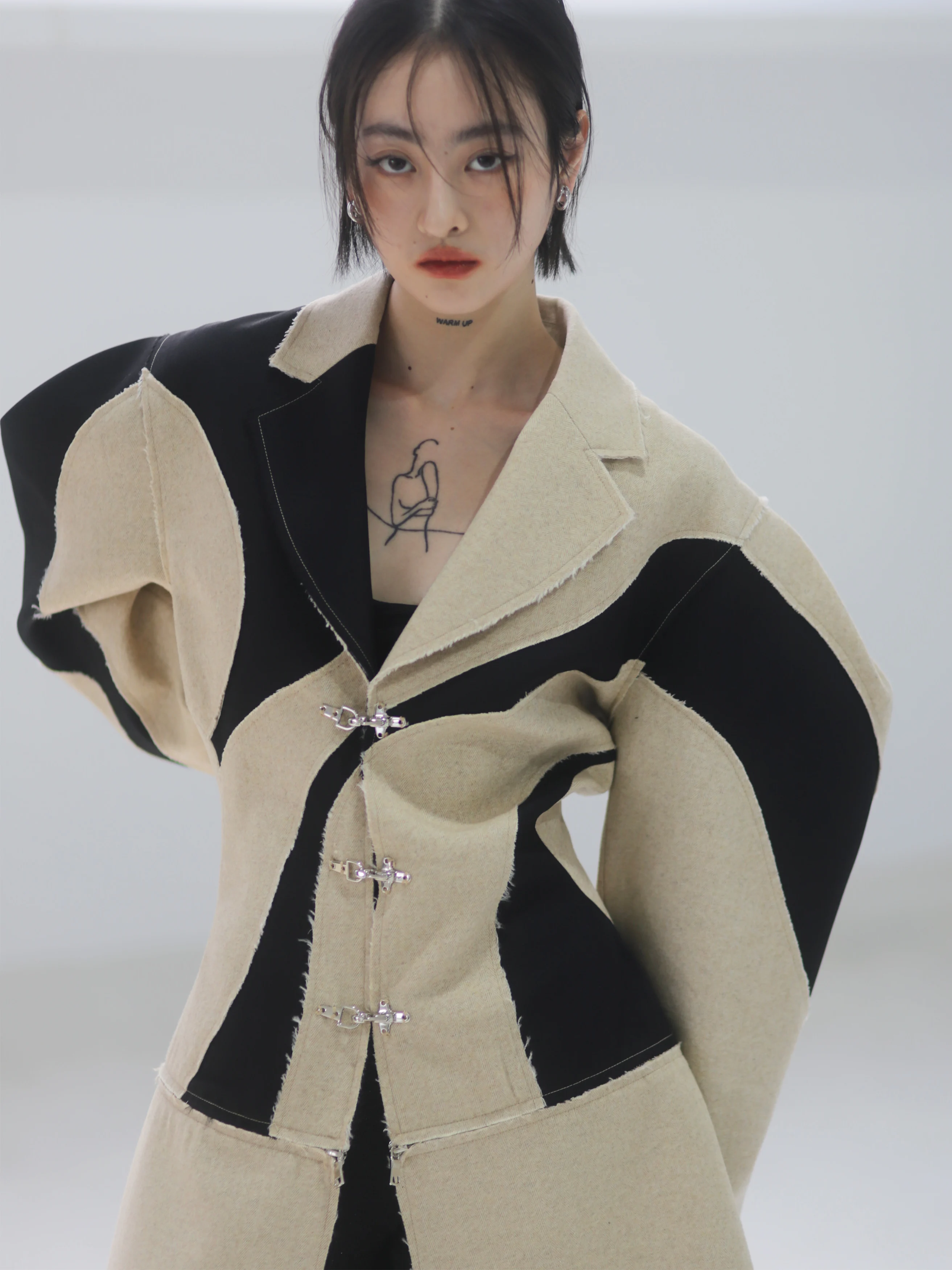 

SuperAen новый дизайн винтажное лоскутное контрастное цветное повседневное шерстяное пальто со съемным подолом женские парки
