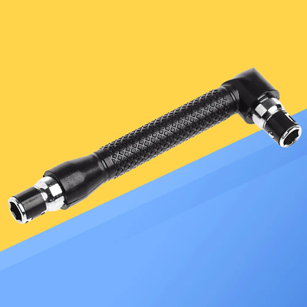 

Double-headed L-shaped Socket Wrench Extension Handle Screwdriver 1/4'' Hex 90 Degree Right Angle Screwdriver Adapter (Black)