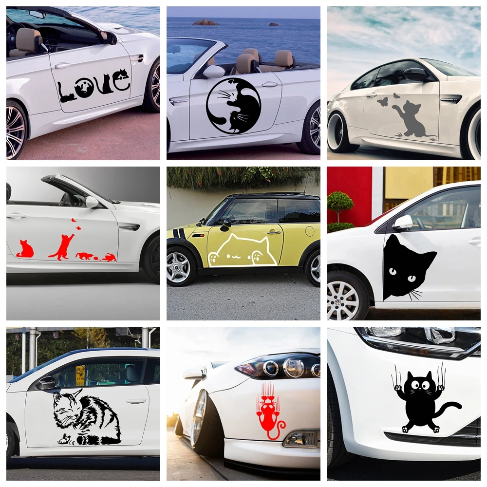 

Car-styling cat Stickers For Cars Vinyl Decal Decorate Sticker Waterproof Fashion Funny Car Styling Accessories