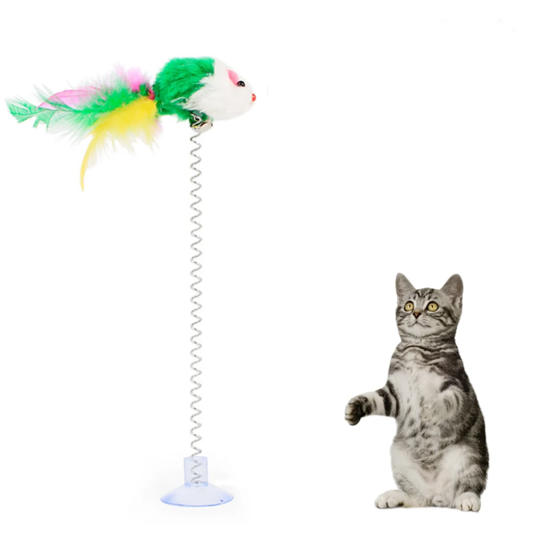 

1PCS Random Color Legendog Cat Toy Funny Interactive Suction Spring Cat Toy Cat Feather Wand Cat Teaser Training Toys