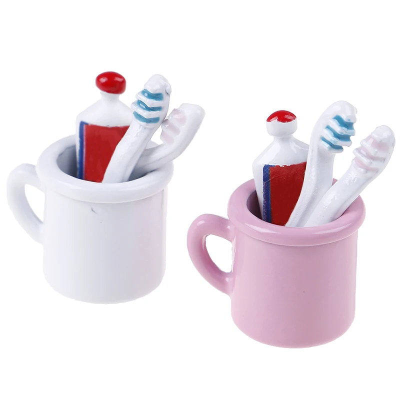

4 шт./компл. кукольный домик Миниатюрная игрушка чашка зубная паста набор зубных щеток Миниатюрные аксессуары для ванной
