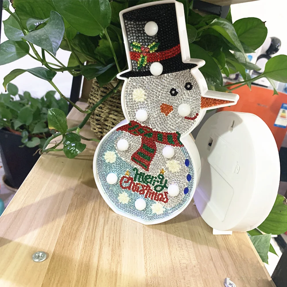 5D DIY алмазная живопись светодиодный светильник Рождественская елка Снеговик Ночник рождественские подарки Домашний декор AA Питание от батареи