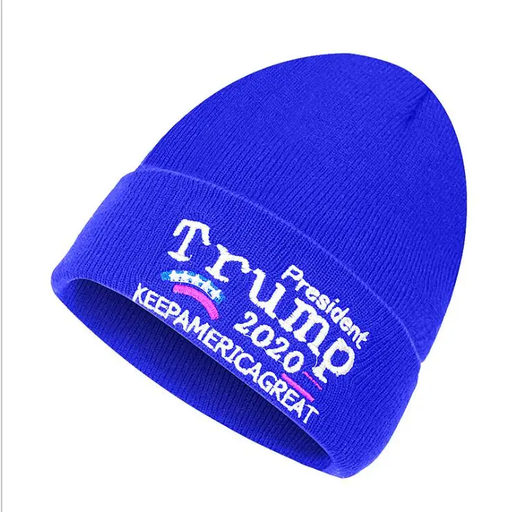 

Trump Letter embroidery Knitted woolen hats men women autumn and winter Melon shell hat Beanie Couple cap