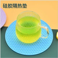 5pc 17 5cm round honeycomb silicone insulation pad placemat anti scalding anti slip mat insulation pot mat silicone table mat