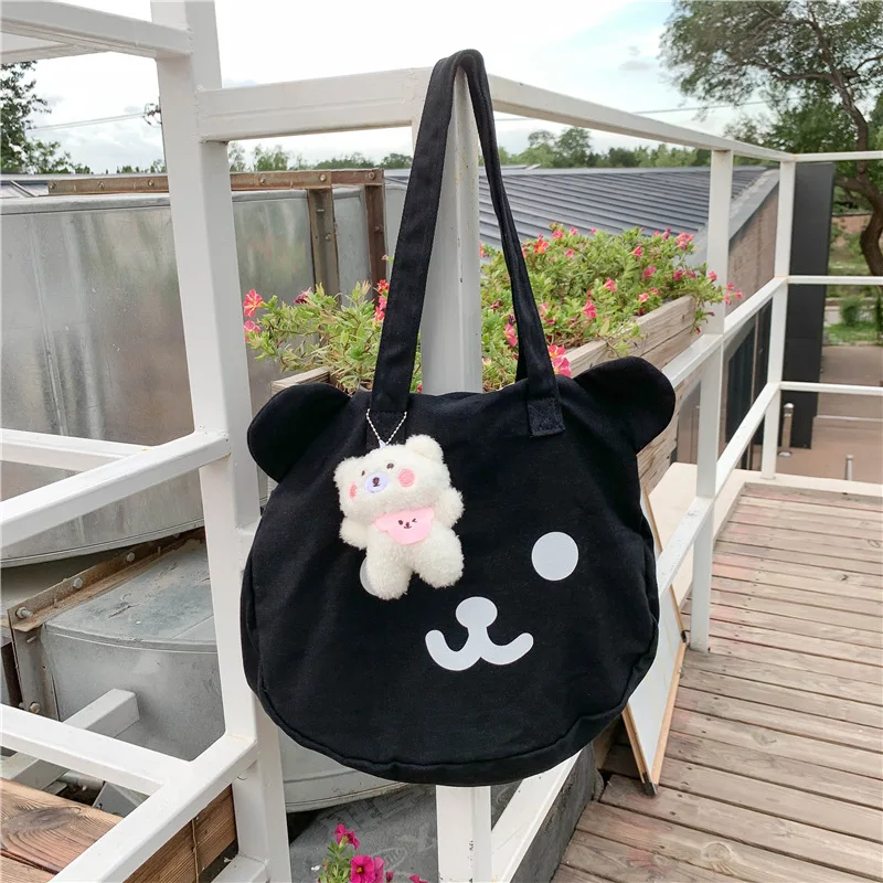 

Women Cartoon Cute large-capacity bag Girl student book canvas handbag female Korean ins bear shoulder bag