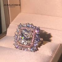 ainuoshi cushion cut 12x10mm double halo gemstone engagement rings gift for 925 sterling silver luxury vintage jewelry