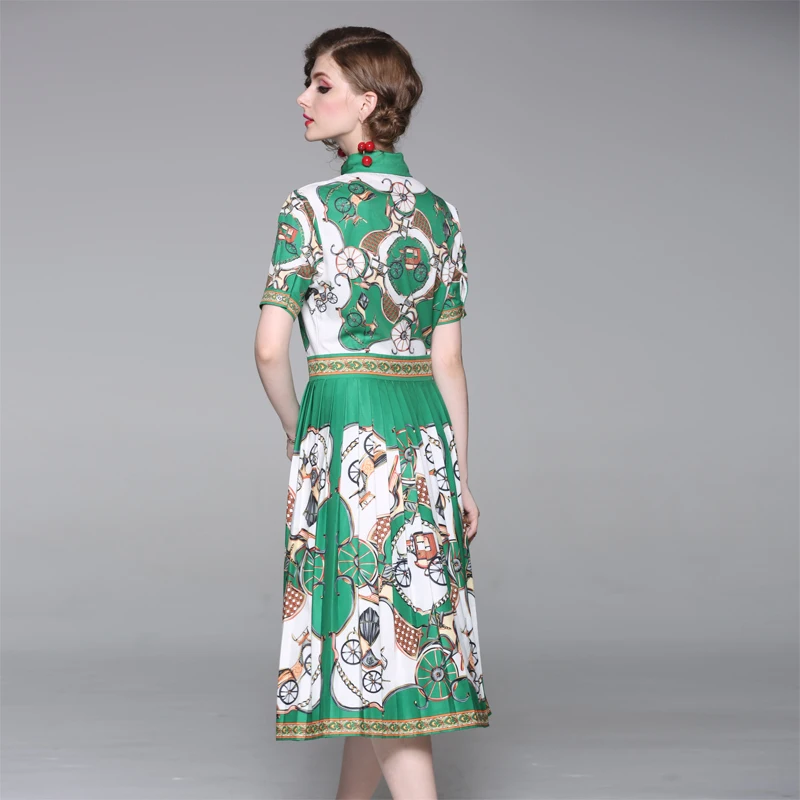 2019 Летняя мода для подиума миди платье женское элегантное с коротким рукавом