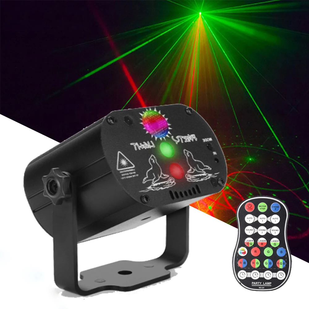 Светодиодный RGB диско-светильник с 60 узорами лампа USB-зарядкой для лазерной