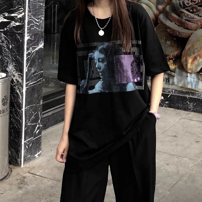 

22SS Psychedelic Portrait Print Pure Cotton EU Size Cavempt T Shirts Men Women Gothic Clothes Summer Justin Bieber Tiny Spark