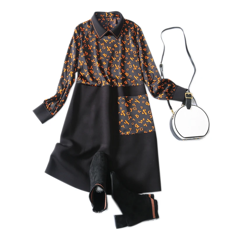 2020 г. Осенне зимнее Новое Детское хлопковое шифоновое комбинированное платье в