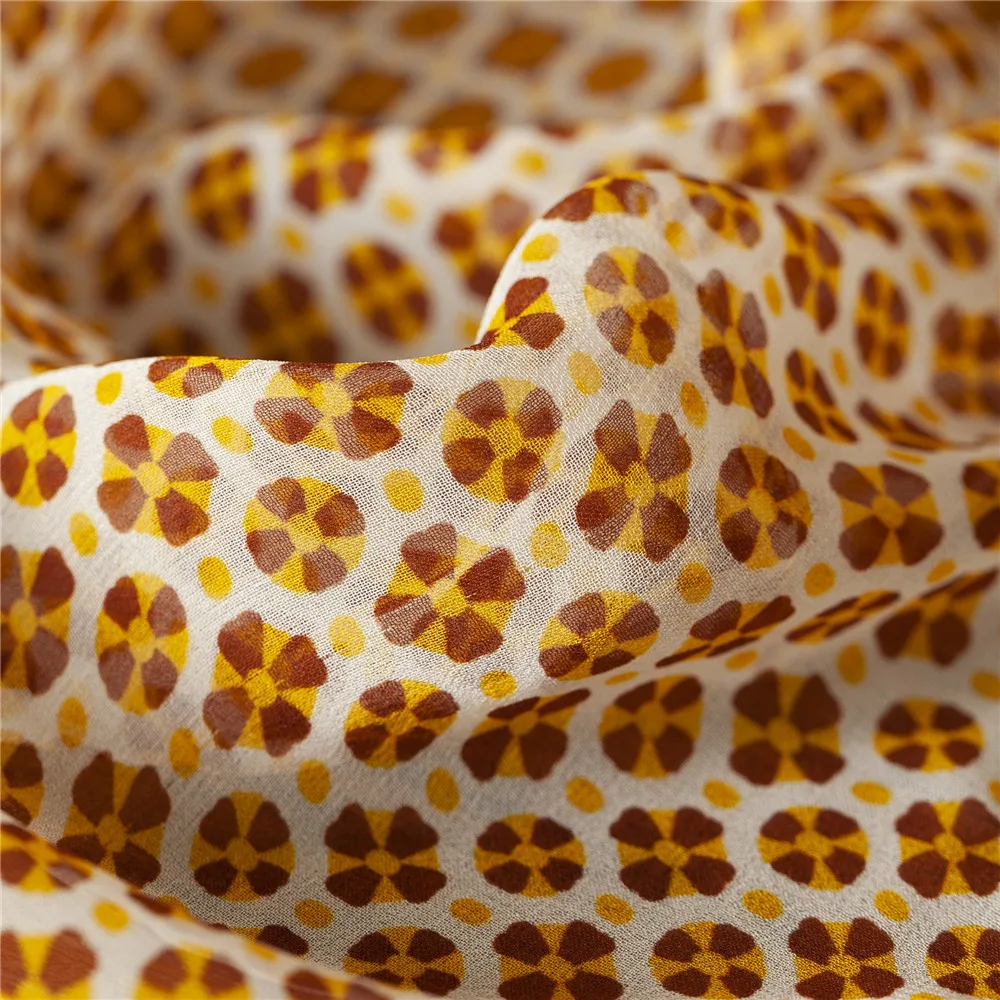 Transparent&ampsheer yellow floral pattern pure silk Georegette fabric sewing for shirt skirt dress scarf craft by the yard | Дом и сад