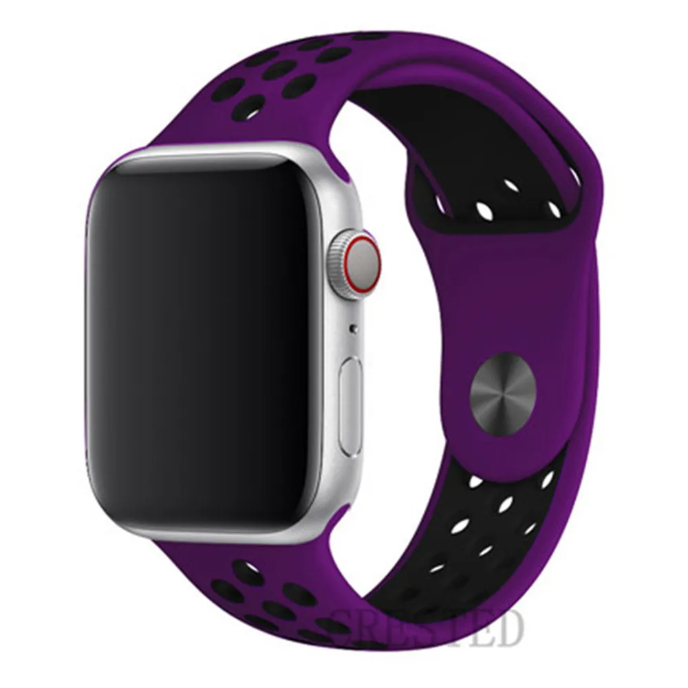 NEW purple black Спортивный ремешок для apple watch band 44 мм/40 мм apple watch 5 4 3 band iwatch band 5 42 мм/38 мм correa браслет ремень аксессуары для часов - Цвет ремешка: NEW purple black