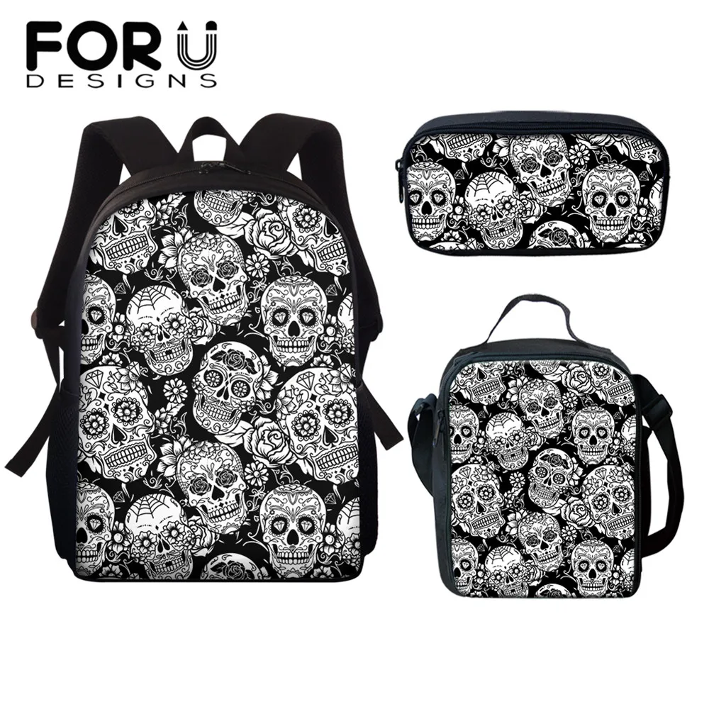 

FORUDESIGNS Day of The Dead Sugar Skull Tooth 3D Printed Children's Backpack Boys Girls Primary Schoolbag Kindergarten Mochilas