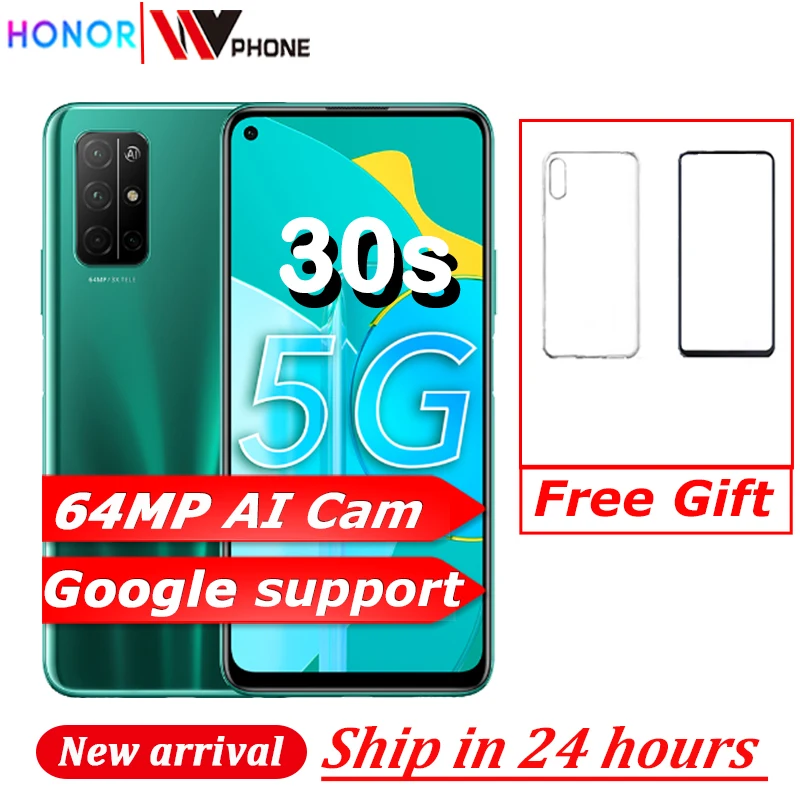 ЧЕСТЬ 30S 5G смартфон 6 5 дюймовый дисплей Fullview Kirin820 Soc 64MP Quad камера 4000mAh 40W наддувом GPU