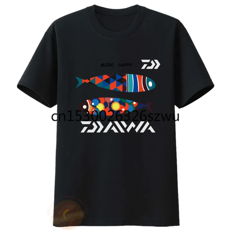 

Short Sleeve Fishing T-shirt Men Cotton Loose Pisces Pattern Printed Fishing Clothes 2020 Daiwa New Summer Couple Fishing Shirt