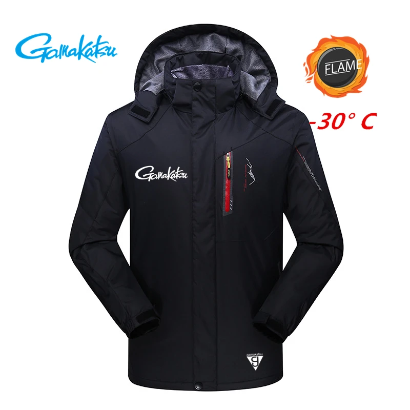 

Gamakatsu Man Plus Velvet Warm Thick Windproof 2021 Winter Outdoor for Sports Hiking Fishing Clothing Plus Size Fishing Jacket