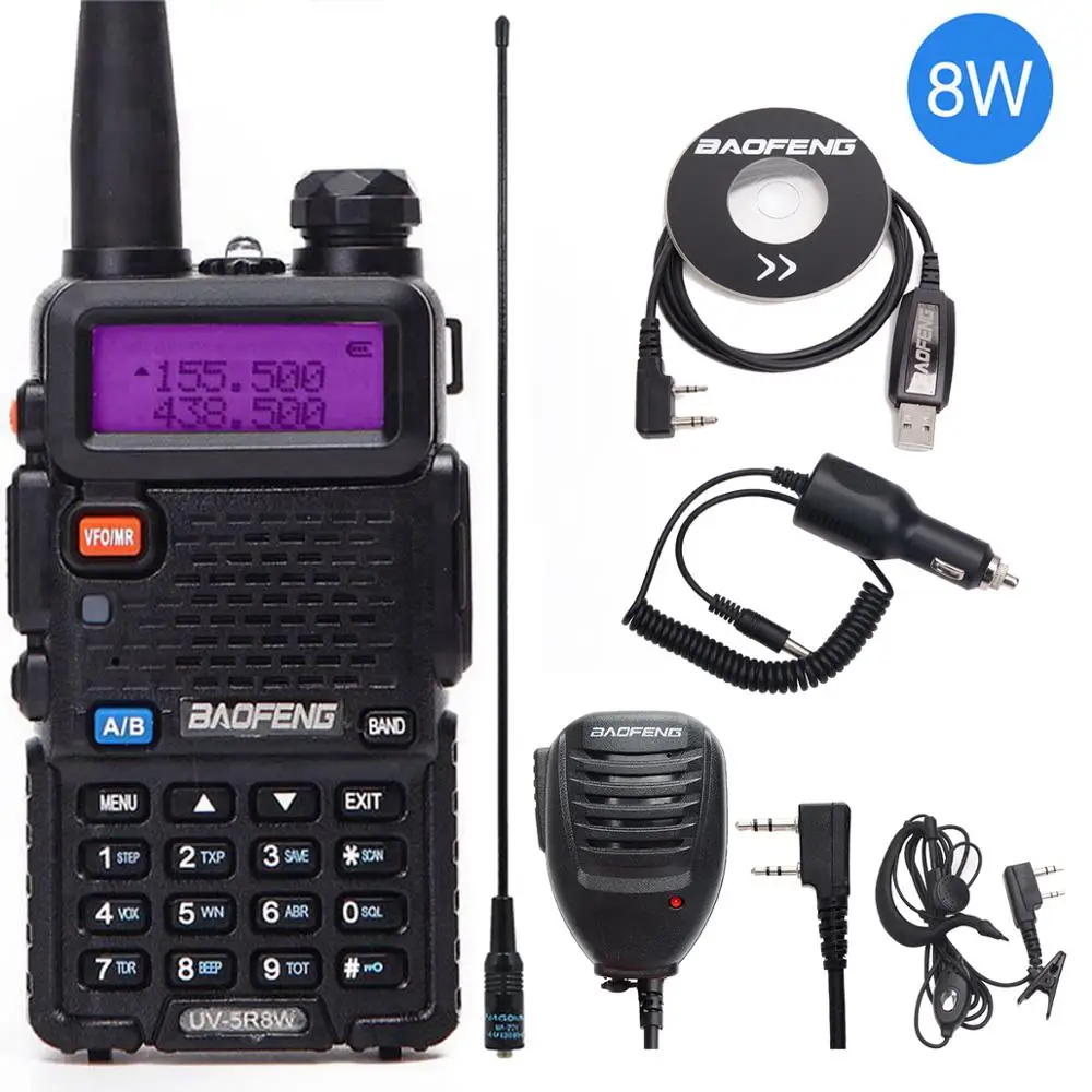 as picture 1 Baofeng UV-5R 8 Вт Высокая мощность 8 Вт мощная портативная рация дальность 10 км VHF/UHF Двухдиапазонная двухсторонняя радио pofung uv5r Охота - Цвет: as picture 1