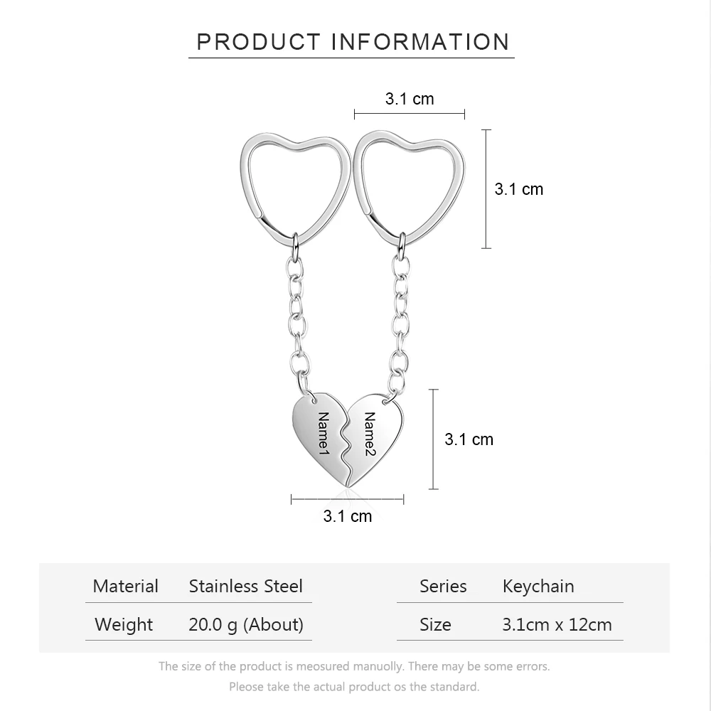 Персонализированные гравированные брелок с разбитым сердцем для пары