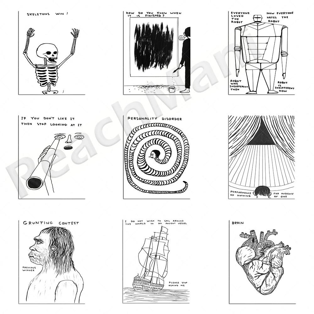 

David Shrigley posters, contemporary art quotes, interesting living room decoration, canvas printing, unique gifts