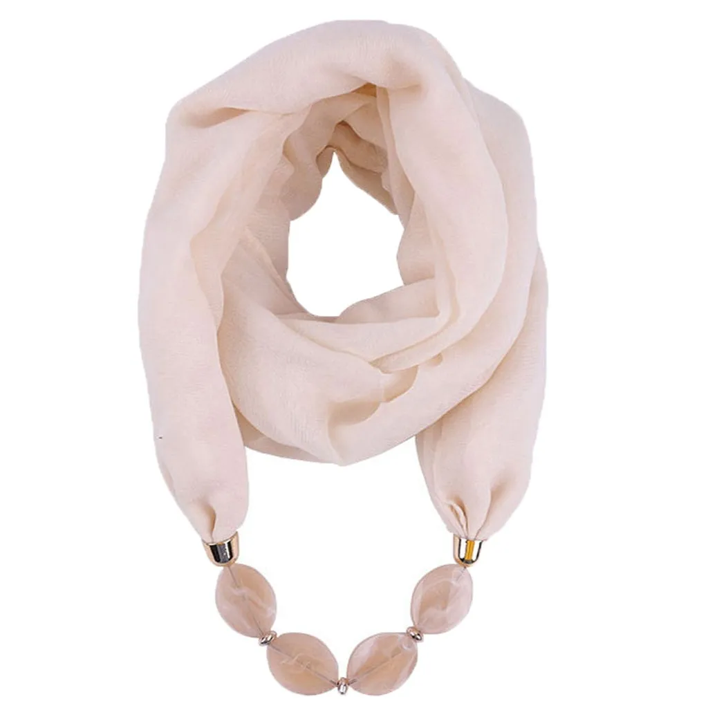 Women Fashion Solid Color Necklace Pendant Scarf Ethnic Style Soft Necklace Scarf Femme Accessories New Arrival#P15