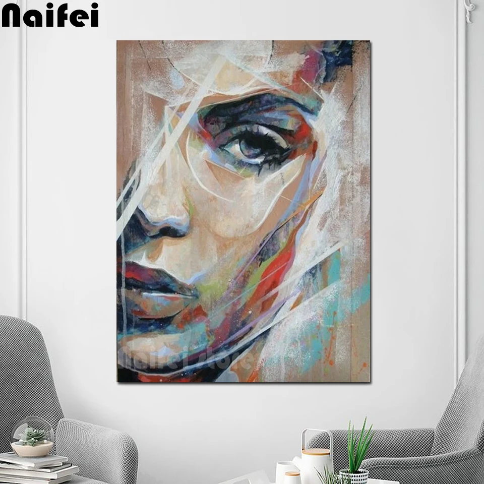 Алмазная живопись полная квадратная портретная картина женское лицо 3D вышивка