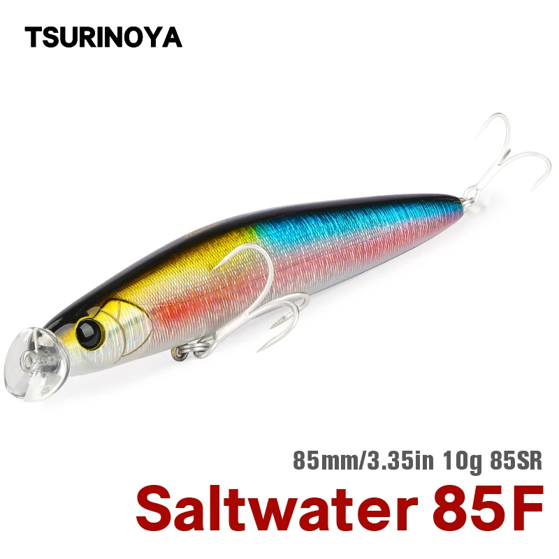 

TSURINOYA 85F Saltwater Floating Minnow Fishing Lure DW80 85mm 10g Shallow Range Jerkbait Hard Baits Pike Seabass Sea Fishing