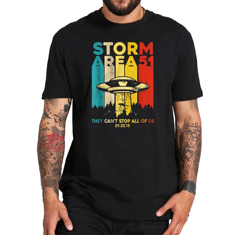 Футболка из 100% хлопка европейского размера Storm Region 51 UFO они не могут остановить