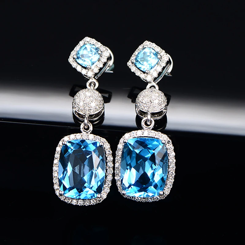 

Europe America Long Drop Earrings Inlay Square Crystal Cubic Zirconia Fashion Female Wedding Jewelry Engagement Banquet Gifts