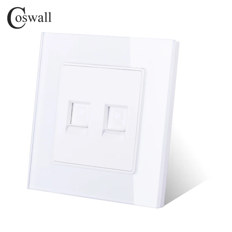 Coswall с украшением в виде кристаллов Стекло Панель двойной CAT6E RJ45 интернет-разъем