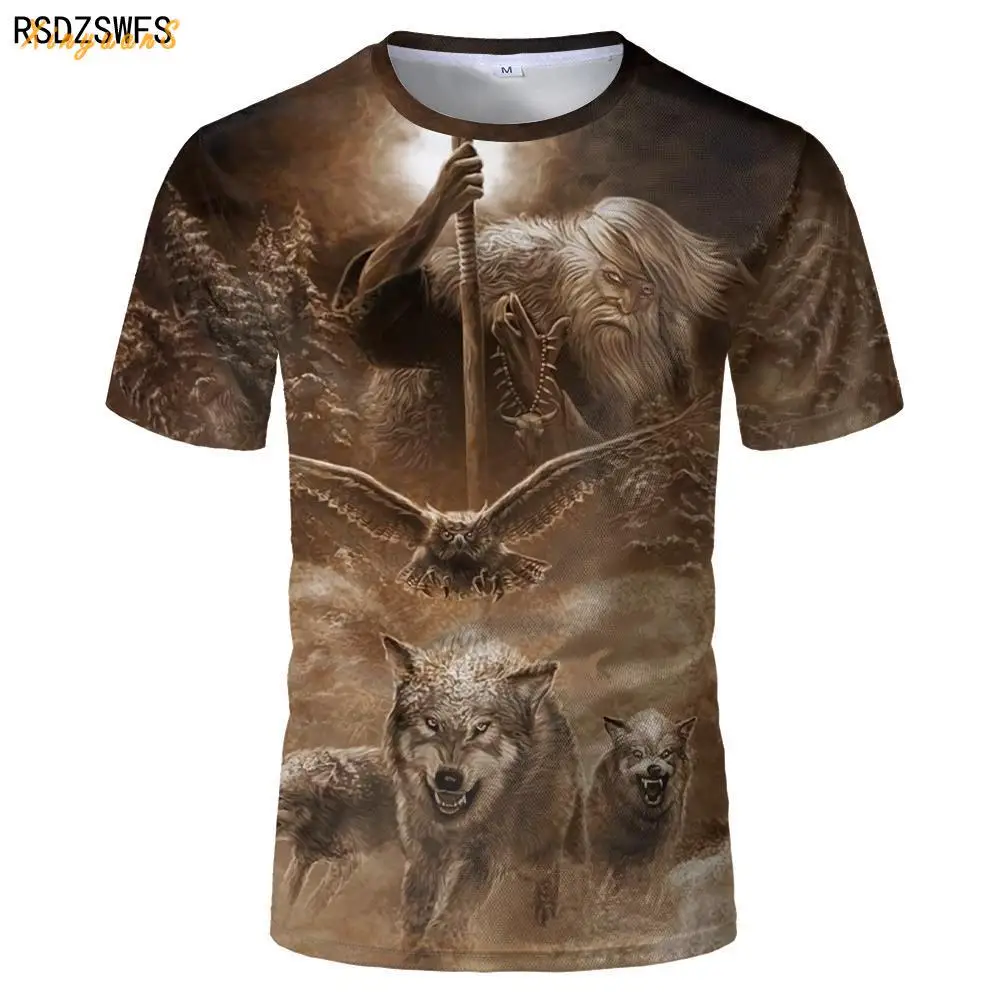 

2021 Harajuku Wolf 3D Printing Cool Short Sleeve Men's/Women's T-shirt Summer Breathable Top T Fashion Animal T-shirt