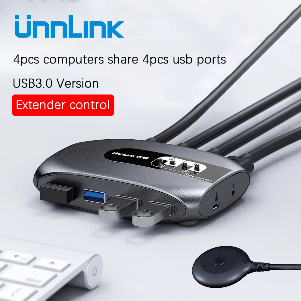 Квм переключатель Unnlink с 2 4 портами USB 3 0 удлинителем X4 клавиатура мышь принтер U