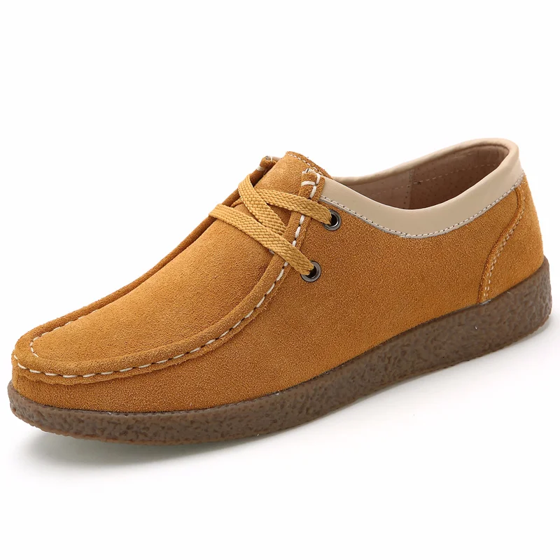 

Nubuck Loafers Woman Genuine Leather Flat Shoes Shallow Sneakers Ladies Slip On Shoes Cow Suede Casual Flat Mocasines De Mujer