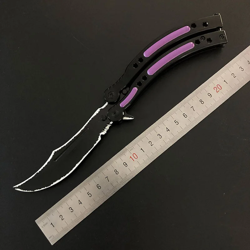 CS GO бабочка в ноже бабочка тренировочный нож из нержавеющей стали Karambit складной нож Лезвие подарок+ отвертка много стилей - Цвет: ZI LUO LAN