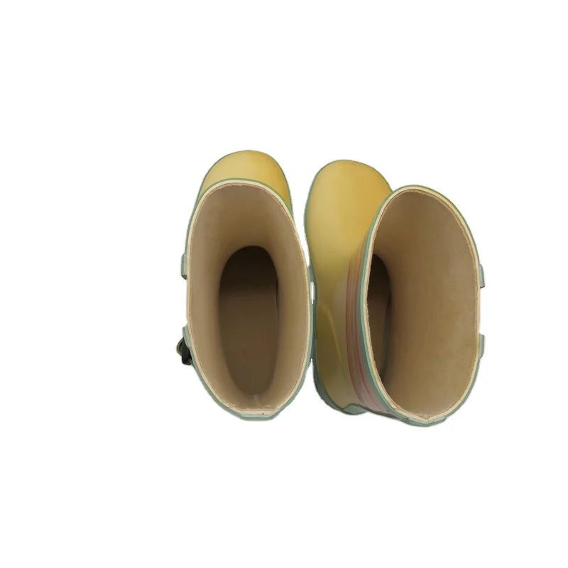 

Trendy design super comfortable water resistant yellow printed children size personalized rubber boys wellies