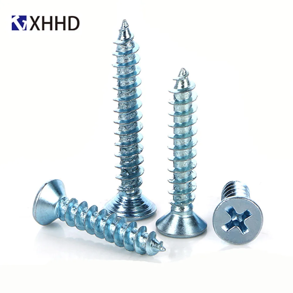 

10-30PCS Cross Countersunk Head Self Tapping Screw Blue Galvanized Carbon Steel M3 M4 M5 M6 Length 12mm-40mm