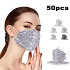 Маска для лица, с кружевным принтом, одноразовая, 4 слоя, дышащая