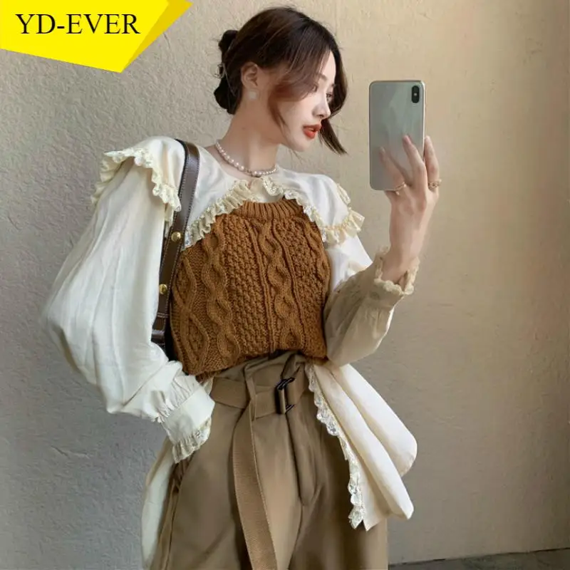 Женский трикотажный свитер жилет с круглым вырезом без рукавов Трикотажный в