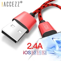 accezz data usb cable 8pin fast charging nylon sync cables for iphone xs max xr x 7 6 8 5s plus for ipad lighting charger cord