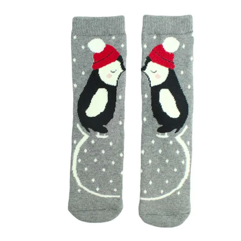 Рождественские носки женские хлопковые теплые махровые с милыми мультяшными