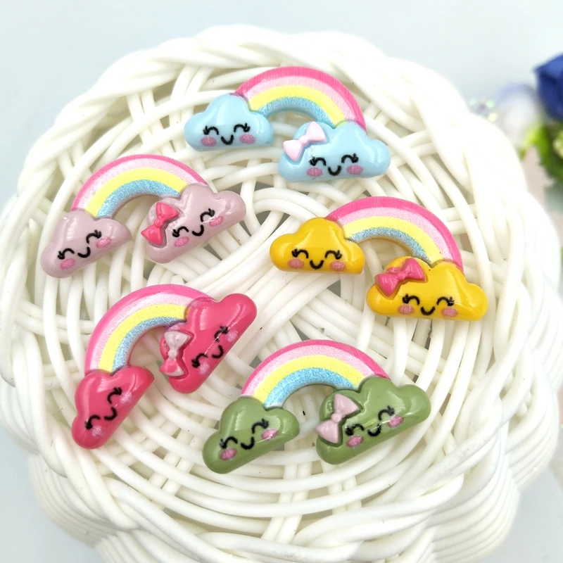 10 шт. плоские полимерные смешанные Радужные облака украшение ручная работа