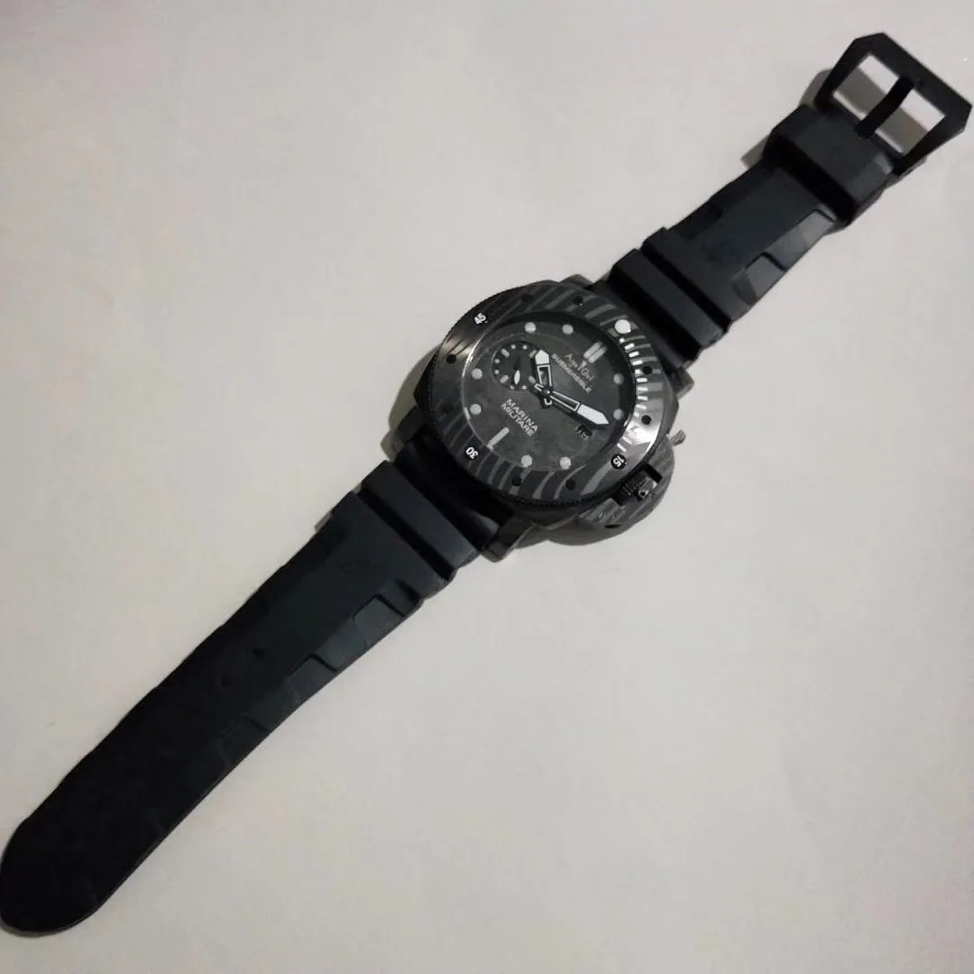 Роскошные брендовые Новые Мужские автоматические механические сапфировые из нержавеющей стали черные Carbotech ободок резиновые светящиеся часы ограниченный Спорт
