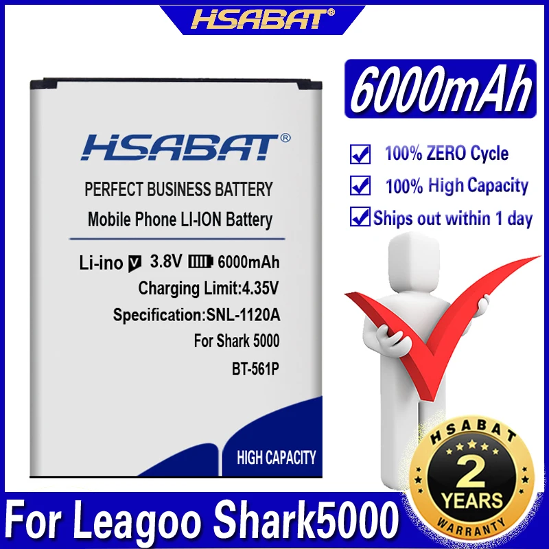 Аккумулятор HSABAT BT 561P 6000 мАч для аккумуляторов Leagoo Shark Shark5000|Аккумуляторы