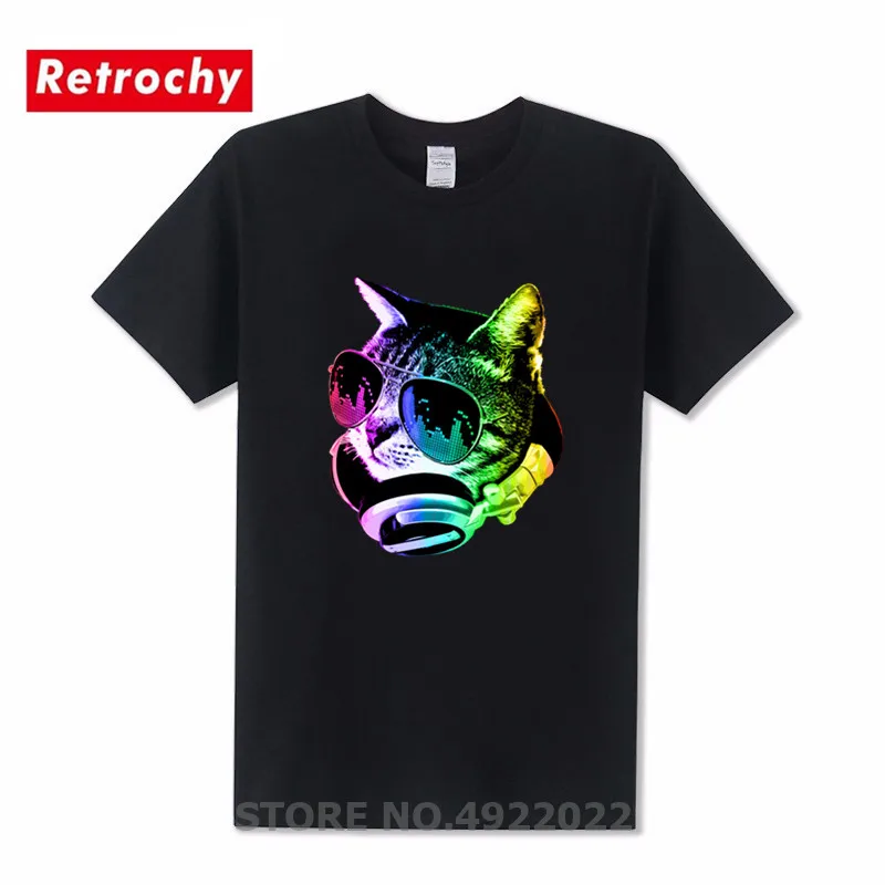 Мужская футболка Китти с радугой летняя модная круглым вырезом для любителей