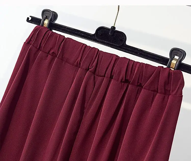 

M-4XL 2020 Women Summer Large Size Wide Leg Pants Casual Elastic Waist Long Trousers Plus Size High Waist Straight Office Pant
