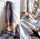 Женские носки, сезон осень-зима 2020, длинные мягкие теплые хлопковые гольфы до бедра, вязаные теплые длинные чулки