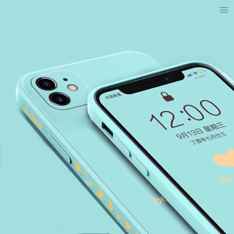 for iphone 13 12 11 pro max xs max xr x 8 7 plus hand lanyard soft silicone cover luxury ultra thin love heart square phone case free global shipping