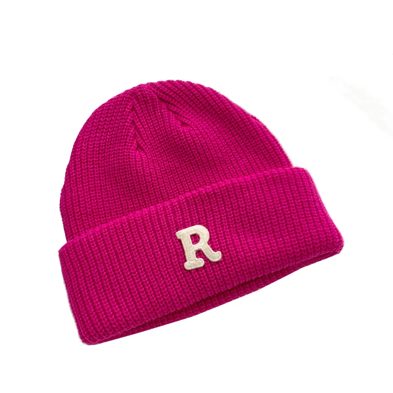 Новая зимняя шапка женская из мягкой пряжи с буквой R и яркими цветами в стиле Kpop.