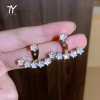 shining micro zircon star gold color back hanging earrings for woman luxury accessories for korean fashion jewelry wedding girls