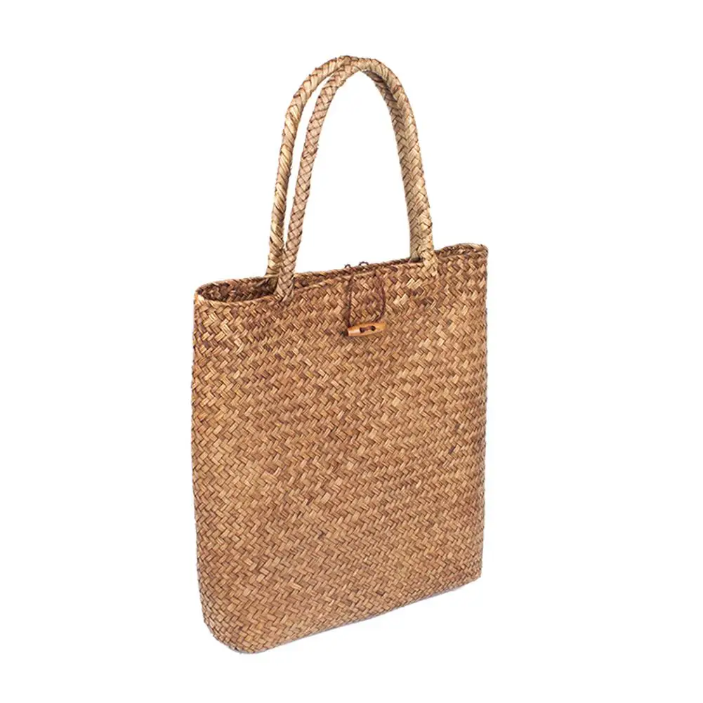 Ротанга трава сумки на плечо соломы Для женщин Вязание Сумки корзины ручной